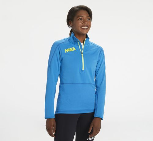 Hoka One One 1/2 Zip Mellanlager Löpartopp Dam Blå | 71WKOHFZE