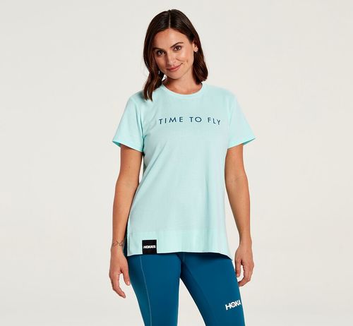 Hoka One One Brand Tee Löpar T Shirt Dam Blå | 17ONWGKCH