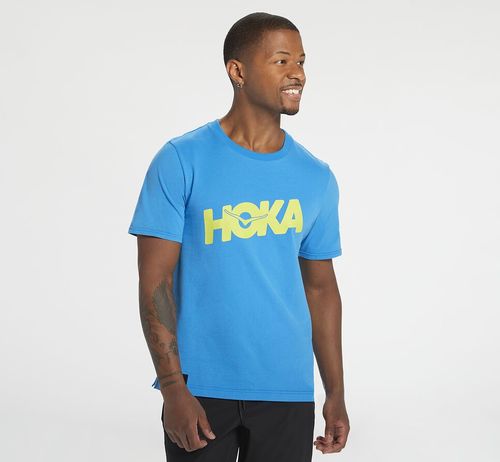 Hoka One One Brand Tee Löpar T Shirt Herr Blå | 60UYDFXKZ