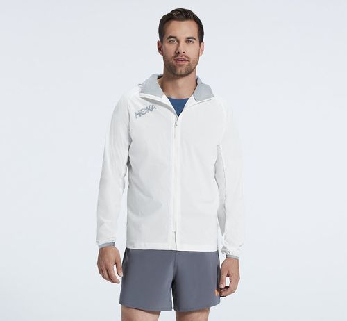 Hoka One One Full-Zip Vind Jacka Herr Vita | 61MWPLOYT