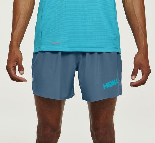 Hoka One One Glide 5" Shorts Herr Real Teal | 06VEFPLCX