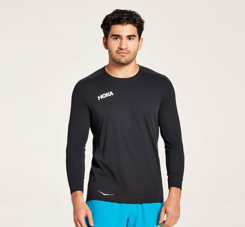 Hoka One One Performance 3/4 Sleeve T-shirt Herr Svarta | 45QTDNOZG