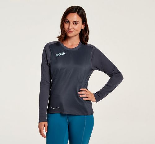 Hoka One One Slim Fit Vindtät T Shirt Dam Blå | 78KZROAWG