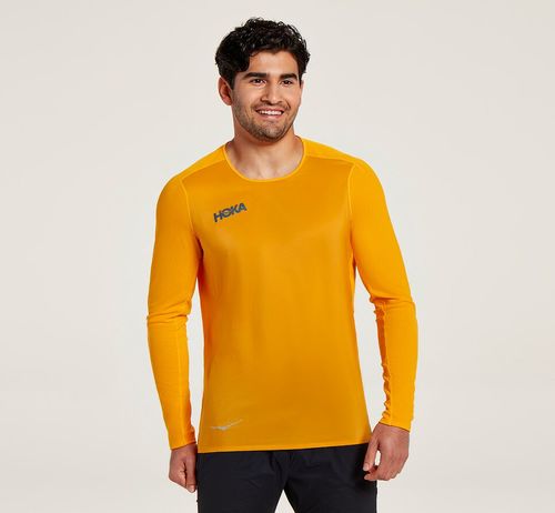 Hoka One One Slim Fit Vindtät T Shirt Herr Saffron | 04JTBYGNV