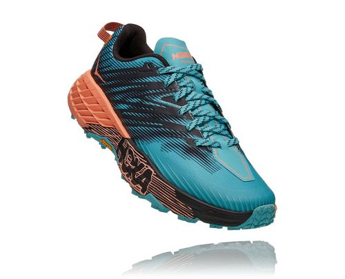 Hoka One One Speedgoat 4 Trail löparskor Dam Aquarelle / Cantaloupe | 45QHNFXKZ