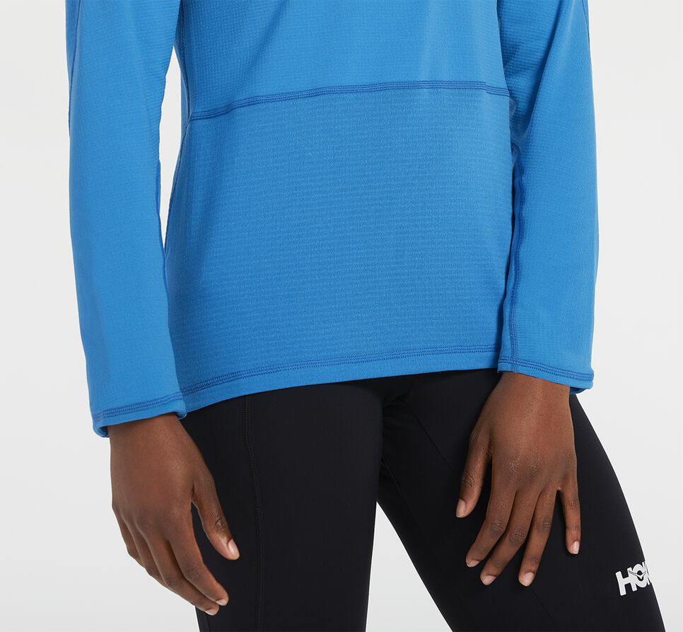 Hoka One One 1/2 Zip Mellanlager Löpartopp Dam Blå | 41NWGOLJQ