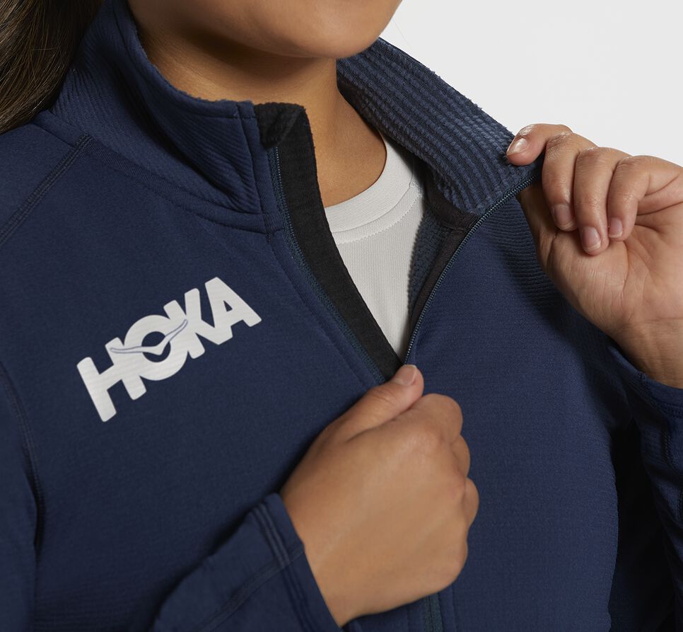 Hoka One One 1/2 Zip Mellanlager Löpartopp Dam Moonlit Ocean | 56DMKOHUA