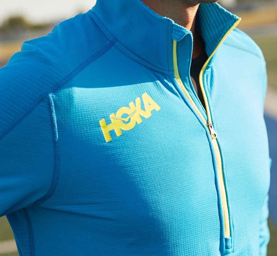 Hoka One One 1/2 Zip Mellanlager Löpartopp Herr Blå | 75HSTNICX