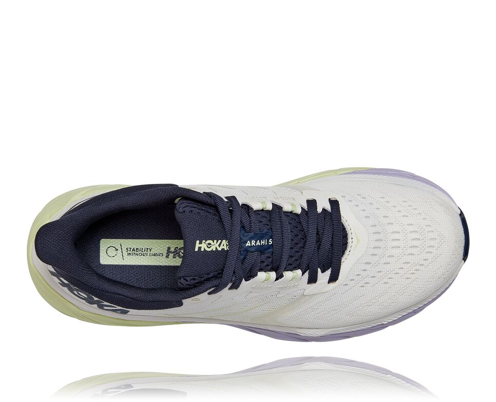 Hoka One One Arahi 5 Stabila Löparskor Dam Blanc De Blanc / Outer Space | 06OQJLMRX