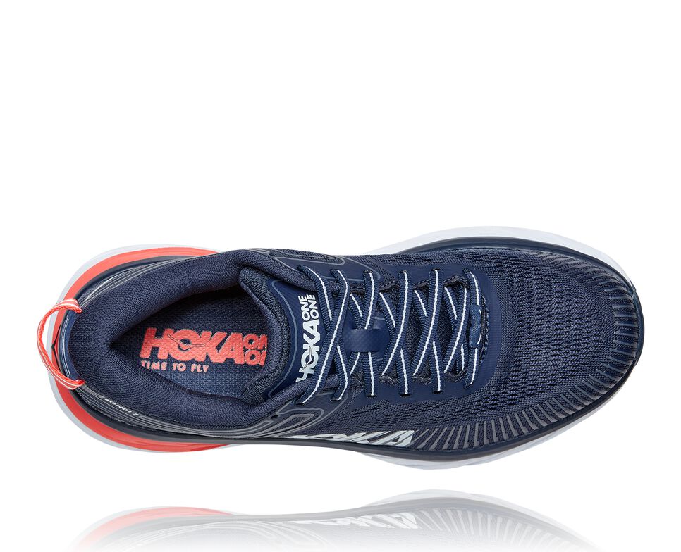 Hoka One One Bondi 7 Stabila Löparskor Dam Svarta Blå | 06BQZXGYO