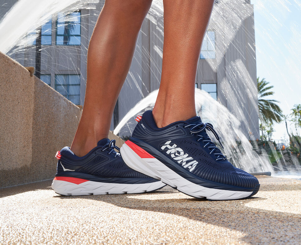 Hoka One One Bondi 7 Stabila Löparskor Dam Svarta Blå | 06BQZXGYO