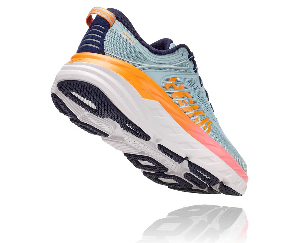 Hoka One One Bondi 7 Stabila Löparskor Dam Blå Svarta | 14KCXRWBY