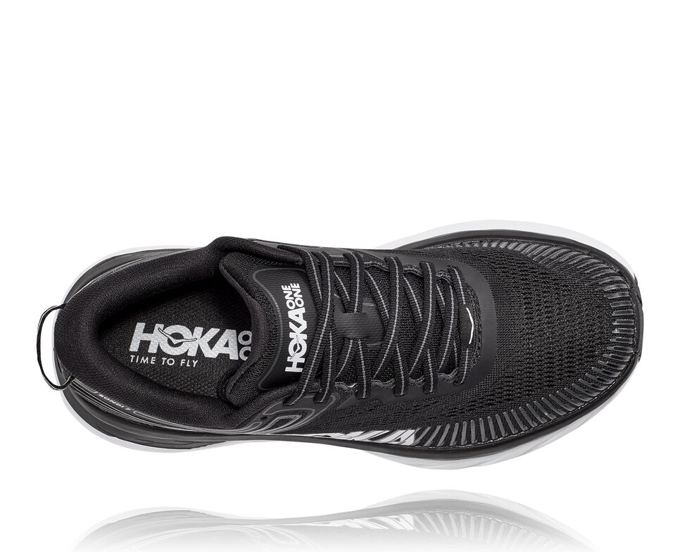 Hoka One One Bondi 7 Stabila Löparskor Dam Svarta Vita | 47WTMFEOH