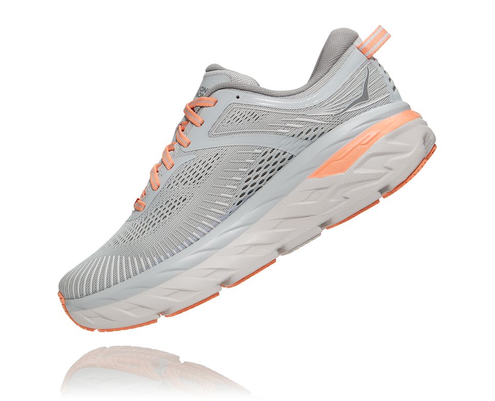 Hoka One One Bondi 7 Stabila Löparskor Dam Harbor Mist / Sharkskin | 81QDCMXNR