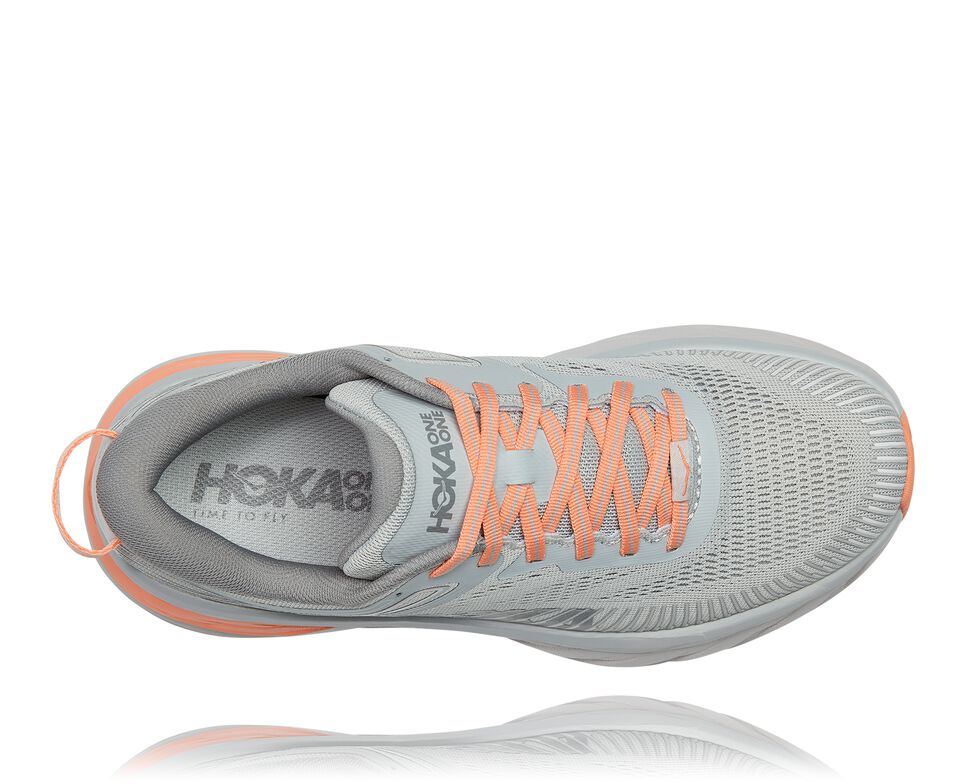 Hoka One One Bondi 7 Stabila Löparskor Dam Harbor Mist / Sharkskin | 81QDCMXNR