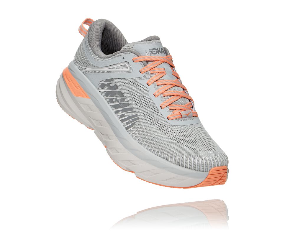 Hoka One One Bondi 7 Stabila Löparskor Dam Harbor Mist / Sharkskin | 81QDCMXNR