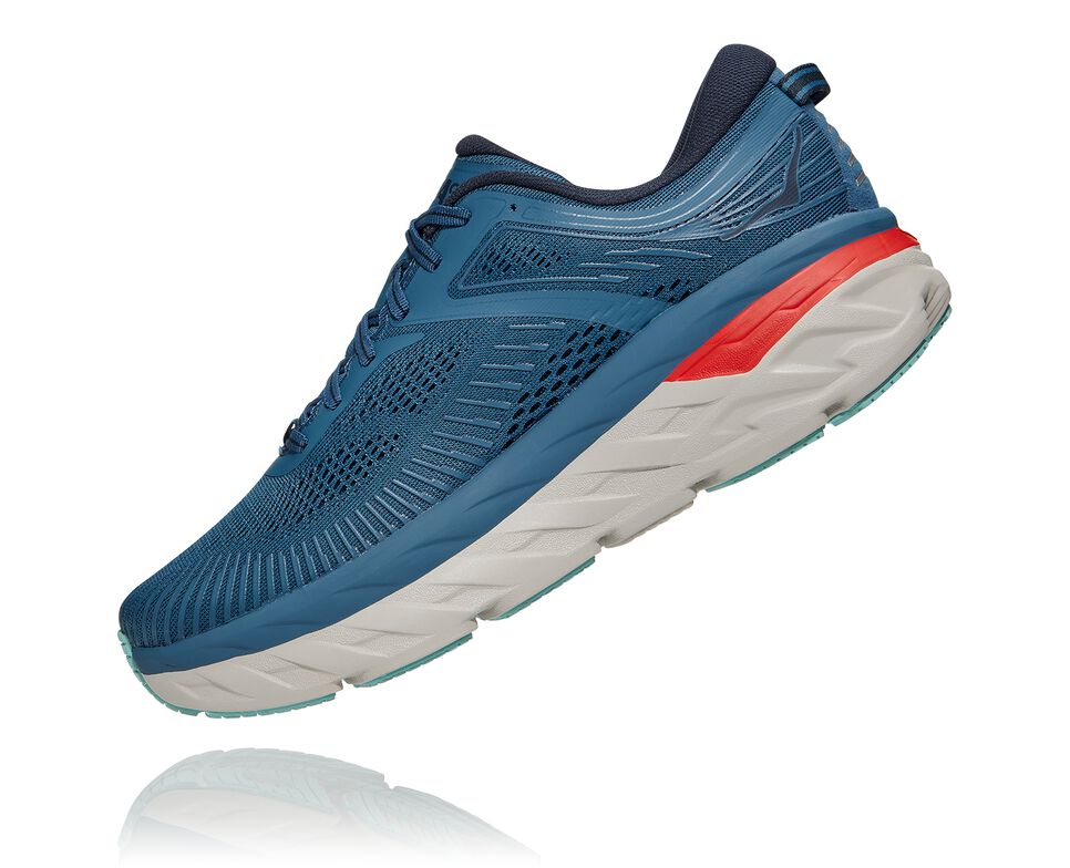 Hoka One One Bondi 7 Stabila Löparskor Herr Real Teal / Outer Space | 41XOFSPAG