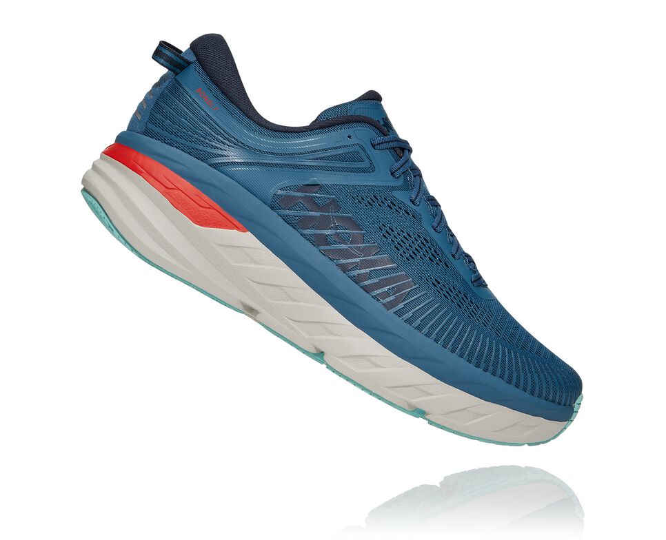 Hoka One One Bondi 7 Stabila Löparskor Herr Real Teal / Outer Space | 41XOFSPAG