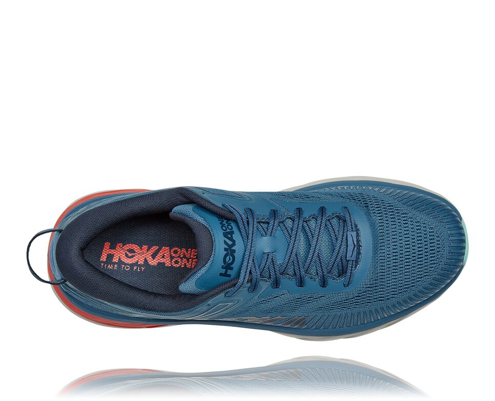 Hoka One One Bondi 7 Stabila Löparskor Herr Real Teal / Outer Space | 41XOFSPAG