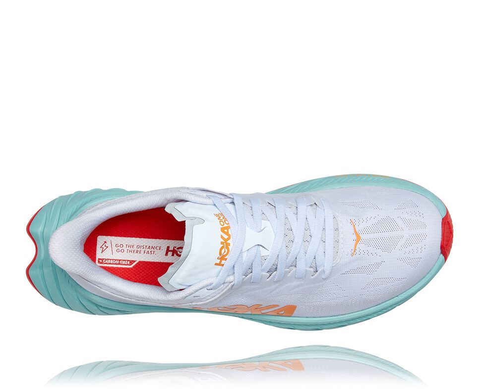 Hoka One One Carbon X 2 Stabila Löparskor Herr Vita Orange | 64JENZGCI