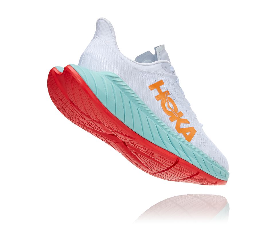 Hoka One One Carbon X 2 Stabila Löparskor Herr Vita Orange | 64JENZGCI