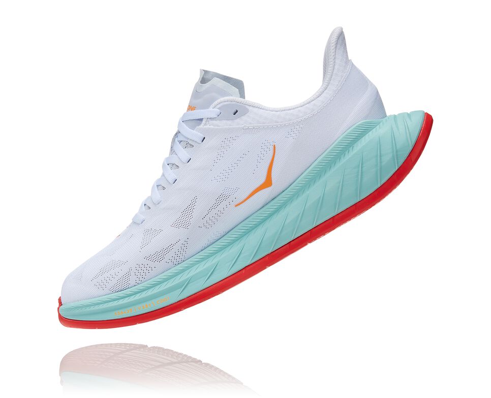 Hoka One One Carbon X 2 Stabila Löparskor Herr Vita Orange | 64JENZGCI