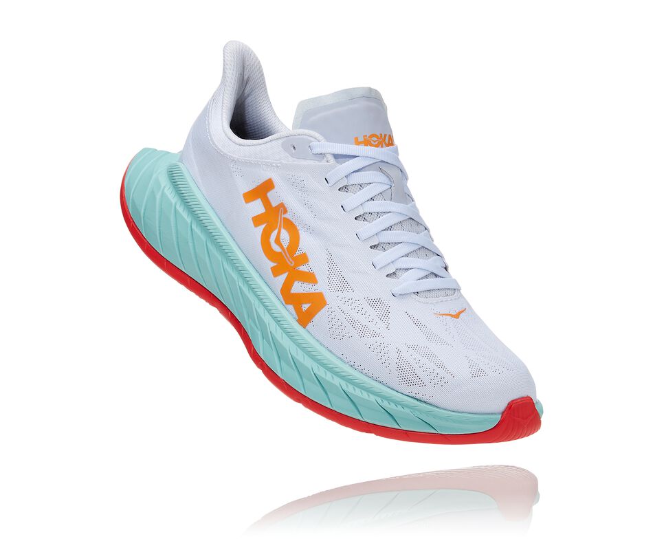 Hoka One One Carbon X 2 Stabila Löparskor Herr Vita Orange | 64JENZGCI