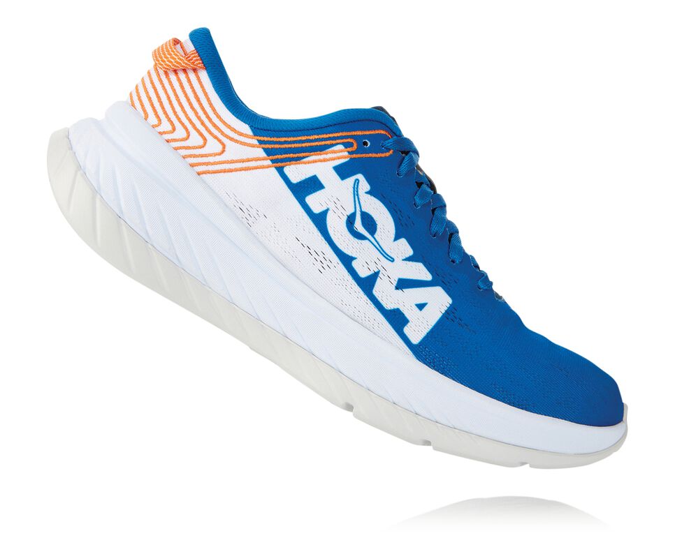 Hoka One One Carbon X Stabila Löparskor Herr Blå Vita | 81RLXSBHJ