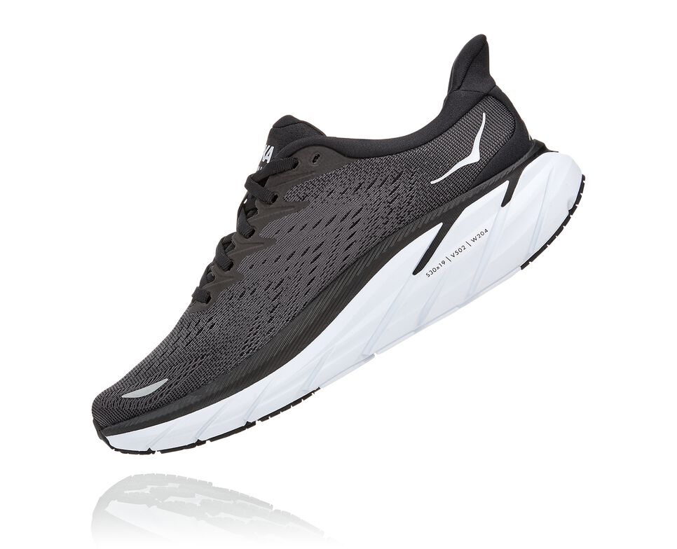 Hoka One One Clifton 8 Stabila Löparskor Dam Svarta Vita | 06XTVPRHD