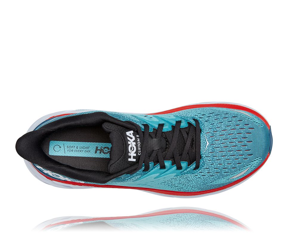 Hoka One One Clifton 8 Stabila Löparskor Herr Real Teal / Aquarelle | 10QRSMCUZ