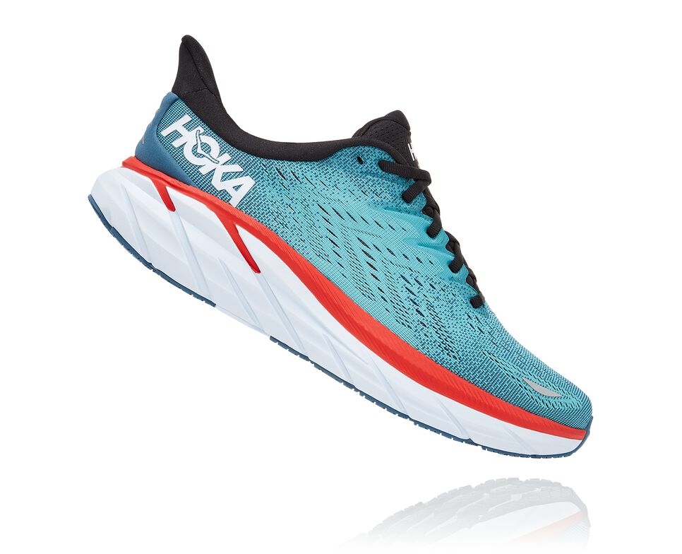 Hoka One One Clifton 8 Stabila Löparskor Herr Real Teal / Aquarelle | 10QRSMCUZ