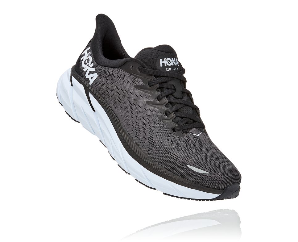 Hoka One One Clifton 8 Stabila Löparskor Herr Svarta Vita | 94FNKSPRJ