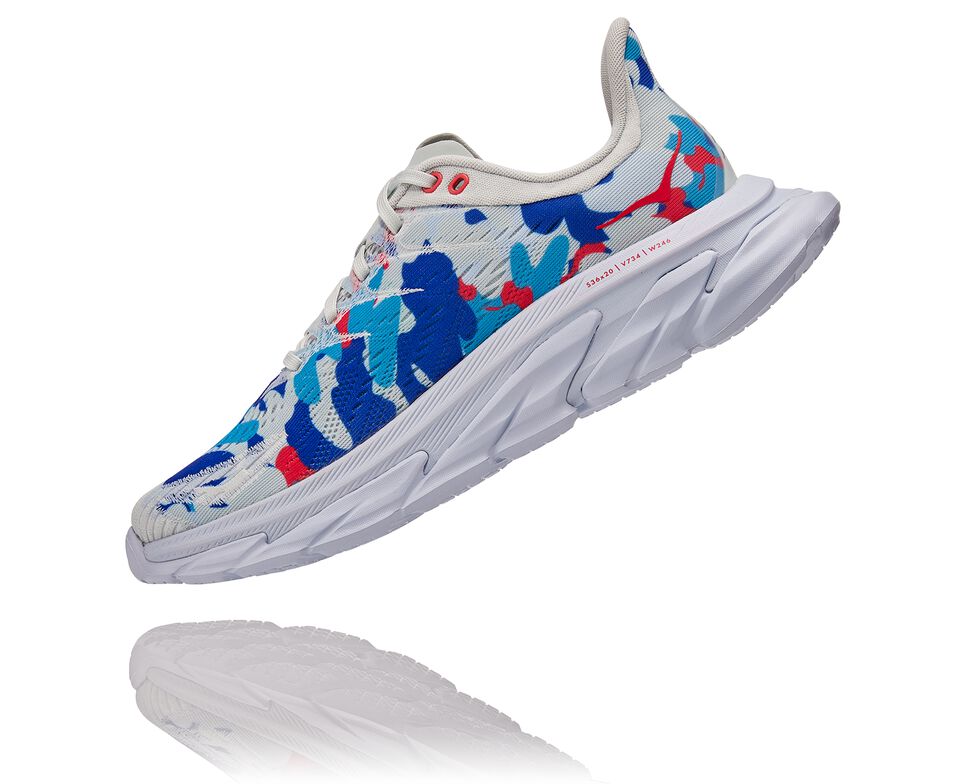 Hoka One One Clifton Edge Geometric Stabila Löparskor Unisex Blå Blå Blommiga | 61WUJYZKX