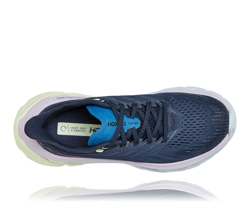 Hoka One One Clifton Edge Stabila Löparskor Dam Outer Space / Orchid Hush | 68WVYICTQ