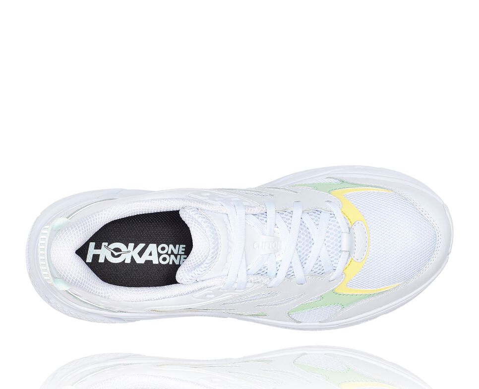 Hoka One One Clifton L Stabila Löparskor Unisex Vita Gröna | 10TJIKRXZ