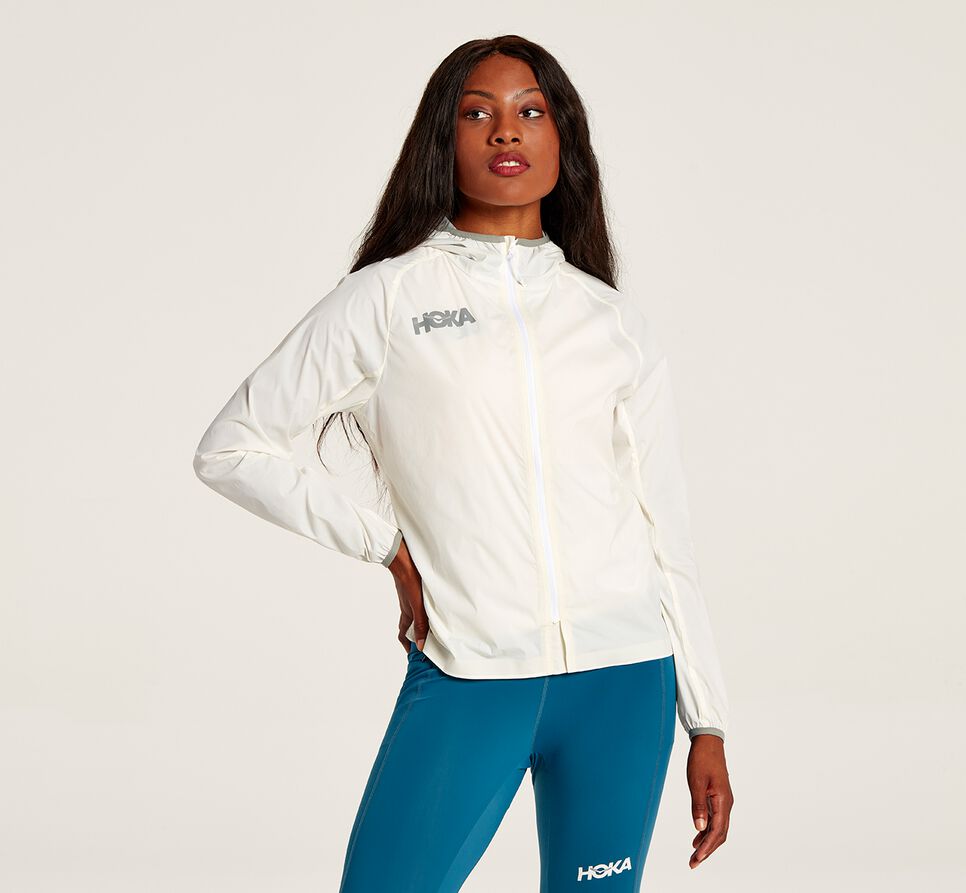 Hoka One One Full-Zip Vind Jacka Dam Vita | 01TUNMKOV