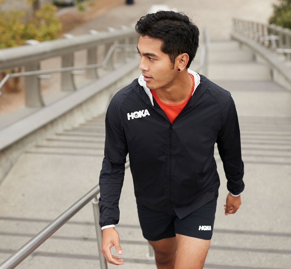 Hoka One One Full-Zip Vind Jacka Herr Svarta | 38ACYMWRI