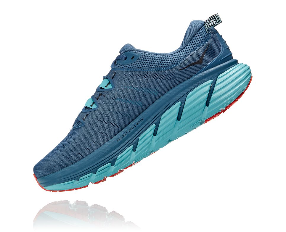 Hoka One One Gaviota 3 Stabila Löparskor Herr Real Teal / Aquarelle | 67XAOVYWT