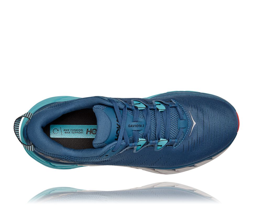 Hoka One One Gaviota 3 Stabila Löparskor Herr Real Teal / Aquarelle | 67XAOVYWT