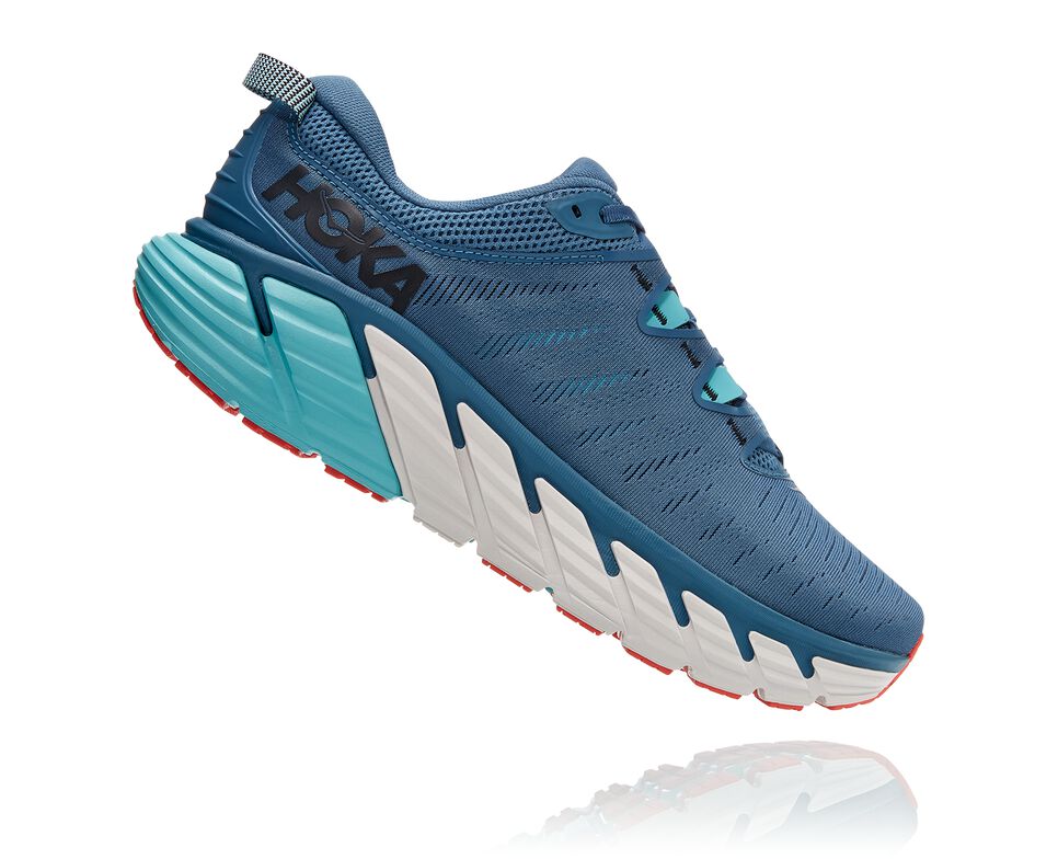 Hoka One One Gaviota 3 Stabila Löparskor Herr Real Teal / Aquarelle | 67XAOVYWT