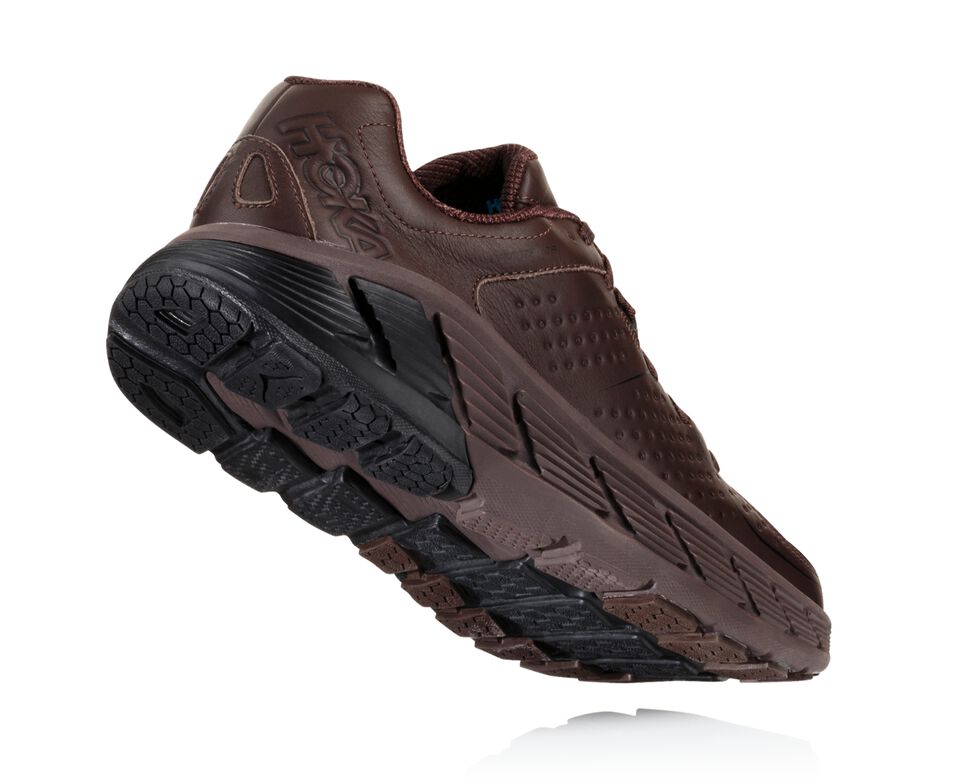 Hoka One One Gaviota Läder Trail löparskor Herr Svarta | 12WGUFIVC