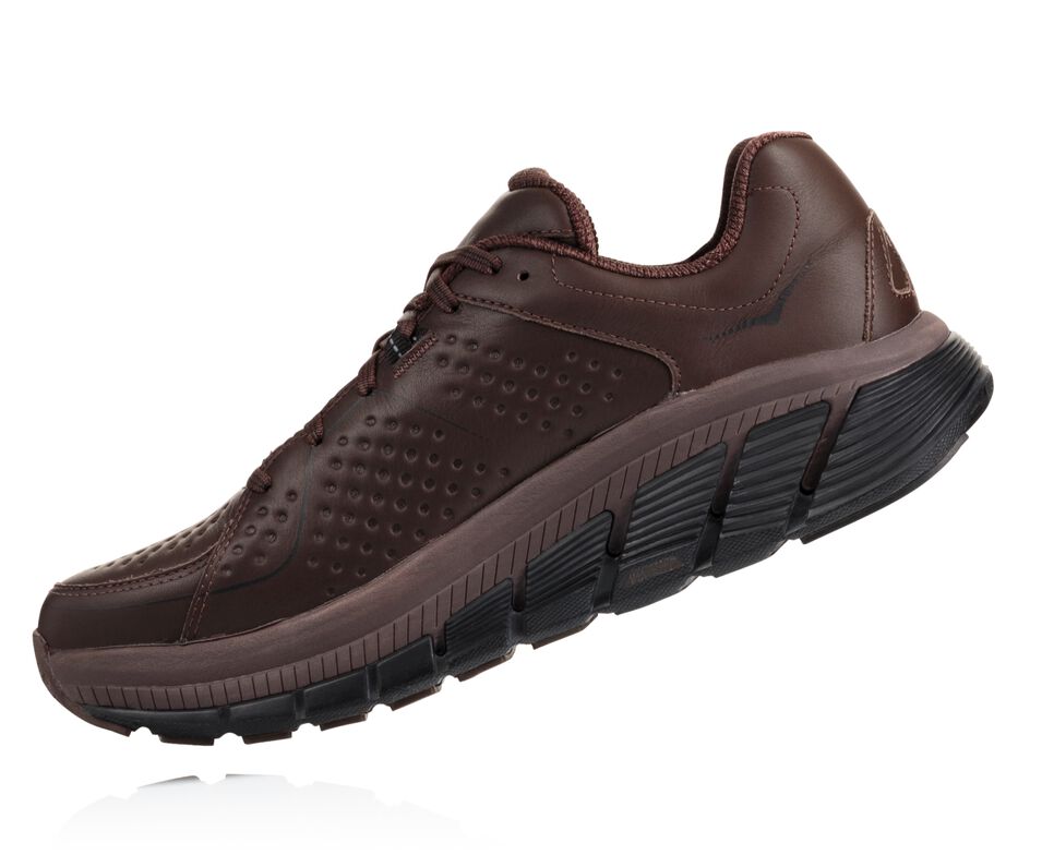 Hoka One One Gaviota Läder Trail löparskor Herr Svarta | 12WGUFIVC