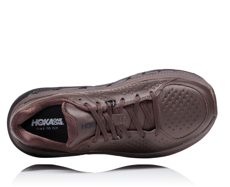 Hoka One One Gaviota Läder Trail löparskor Herr Svarta | 12WGUFIVC