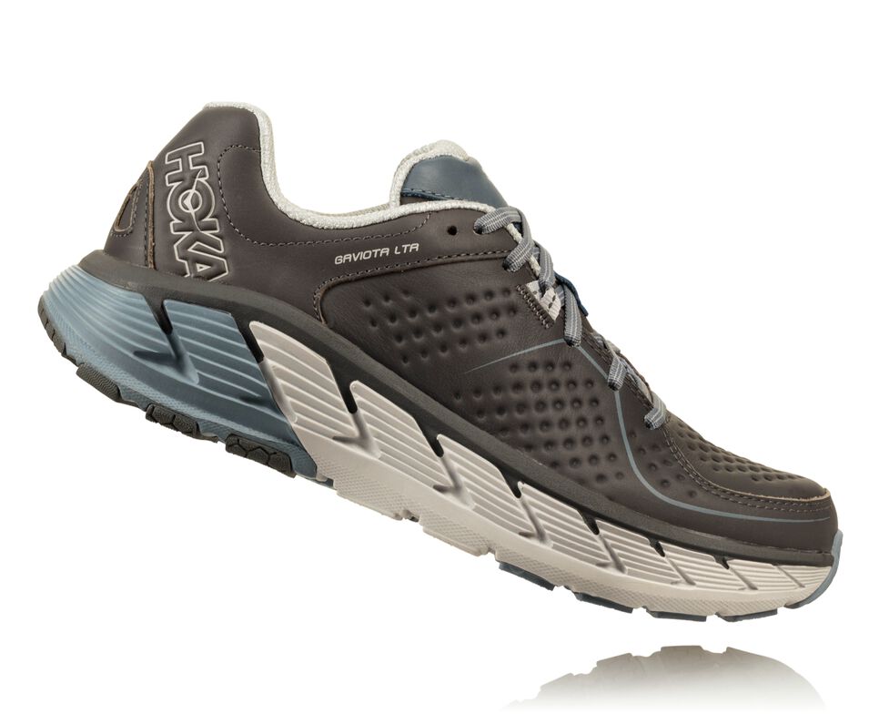 Hoka One One Gaviota Läder Trail löparskor Herr Charcoal / Tradewinds | 23KNQCSGV