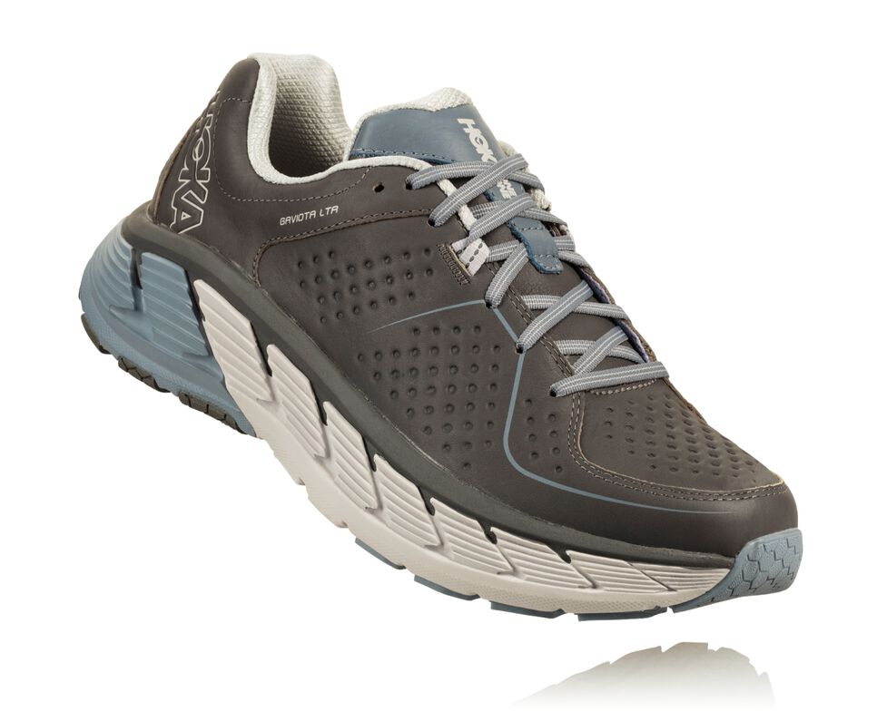 Hoka One One Gaviota Läder Trail löparskor Herr Charcoal / Tradewinds | 23KNQCSGV