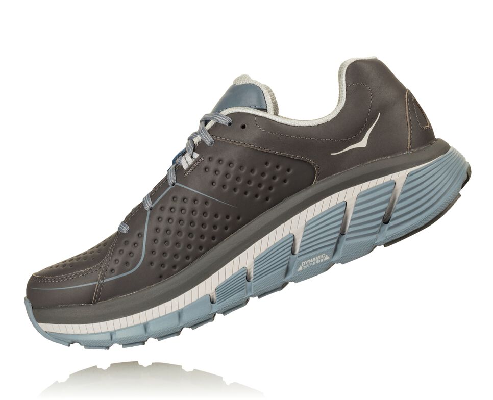 Hoka One One Gaviota Läder Trail löparskor Dam Charcoal / Tradewinds | 84UWPJGOC