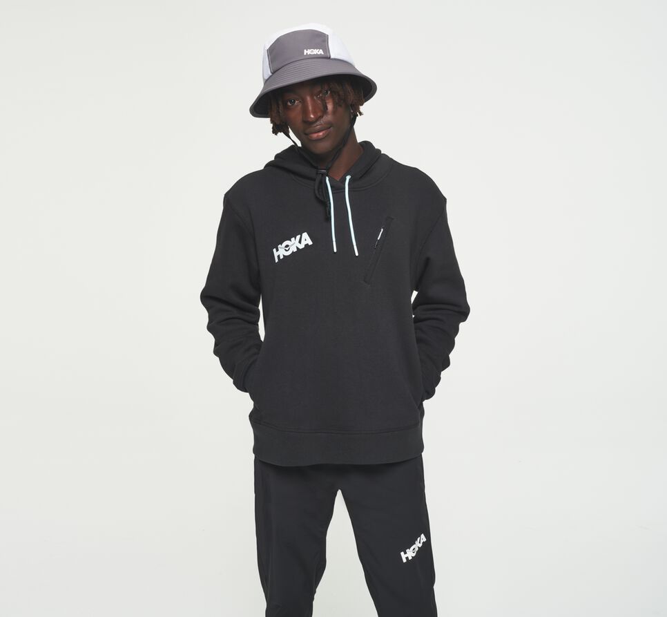 Hoka One One Hoodie Hoodie Herr Svarta | 73APXKOID