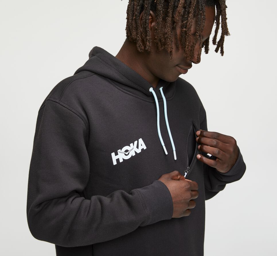 Hoka One One Hoodie Hoodie Herr Svarta | 73APXKOID