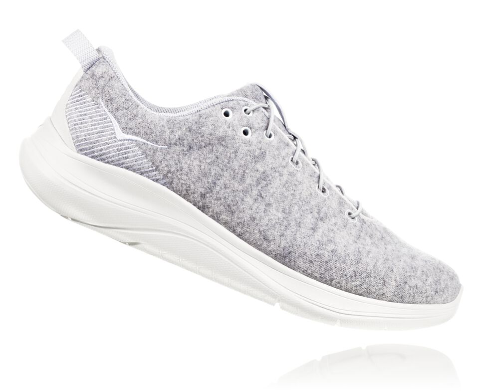 Hoka One One Hupana Flow Wool Stabila Löparskor Dam Lunar Rock / Blanc De Blanc | 04GLMTIOF