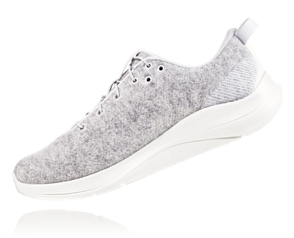 Hoka One One Hupana Flow Wool Stabila Löparskor Dam Lunar Rock / Blanc De Blanc | 04GLMTIOF